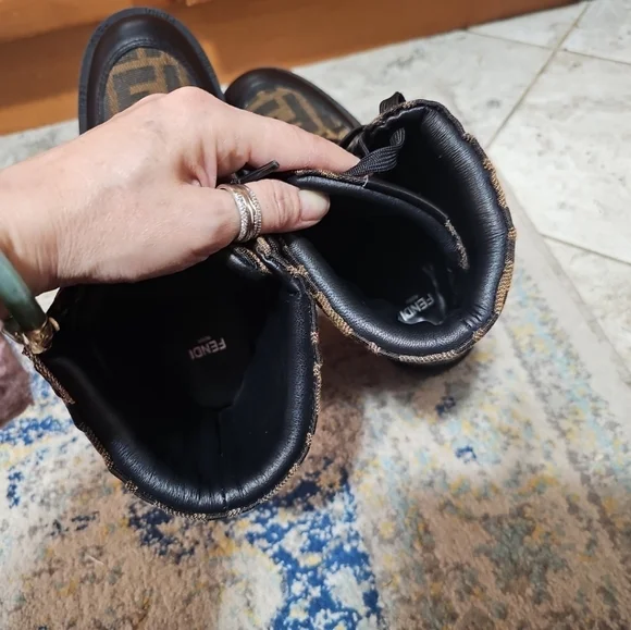 Designer Brown & Black FF Logo High-Top Boots Size 40/US9 - Picture 11 of 13